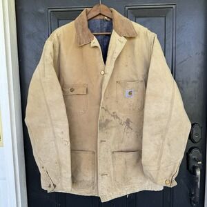 Vintage Carhartt Jacket - Blanket Lined Corduroy Collar Workwear - Large